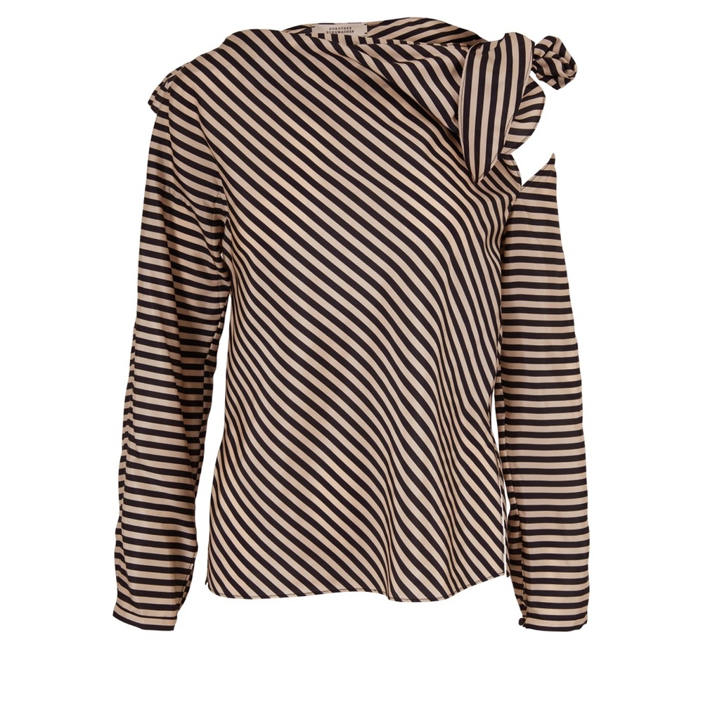 Chic Striped Black and Tan Blouse